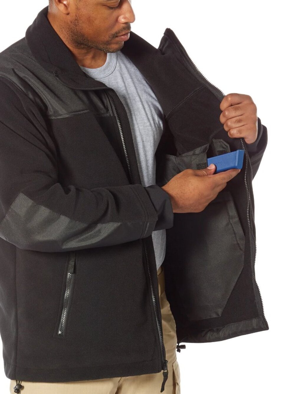 Calvin Klein CK TECH FLEECE Collar Full Zip Jacket Men's Size L Coat Black